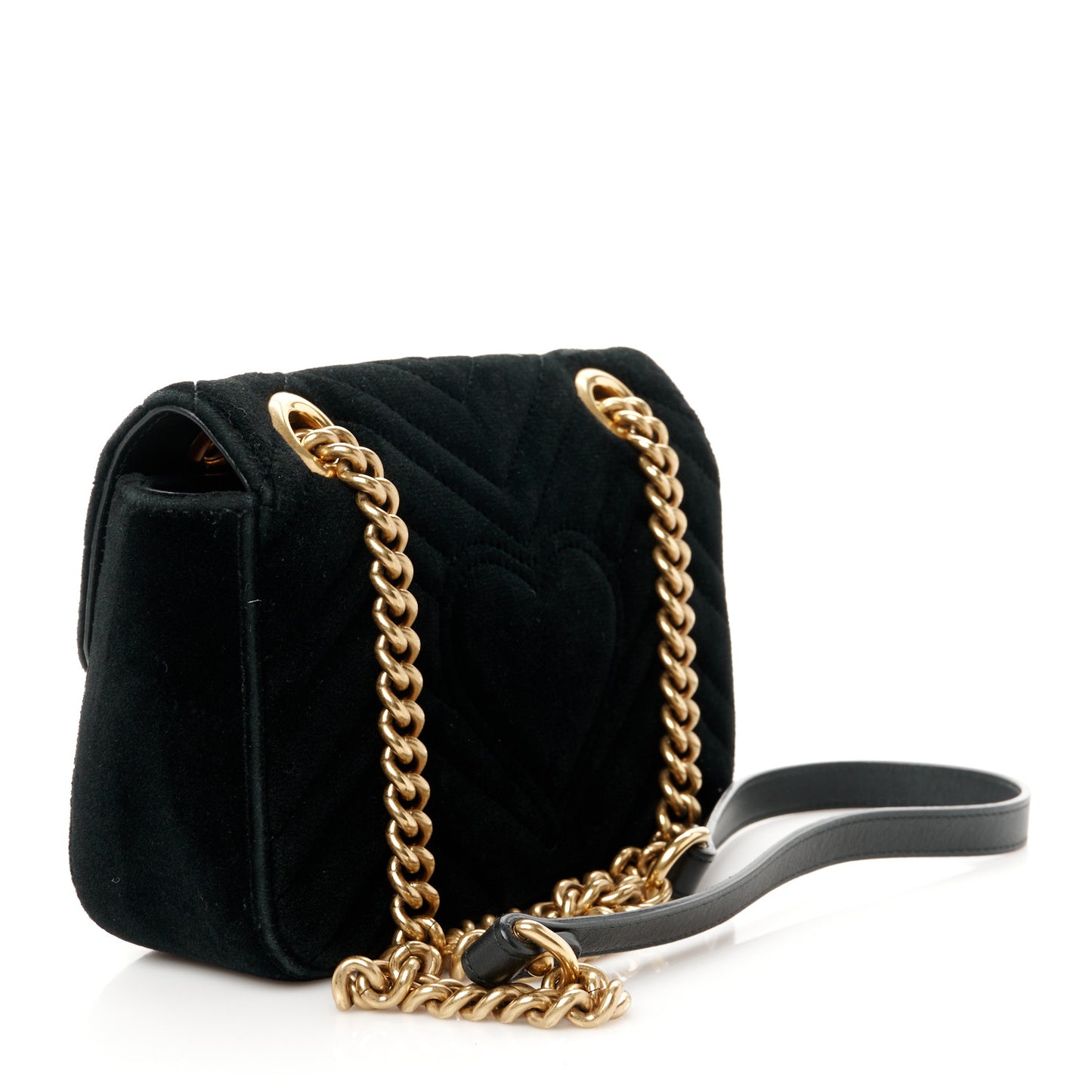 Velvet Matelasse Mini GG Marmont Shoulder Bag Black