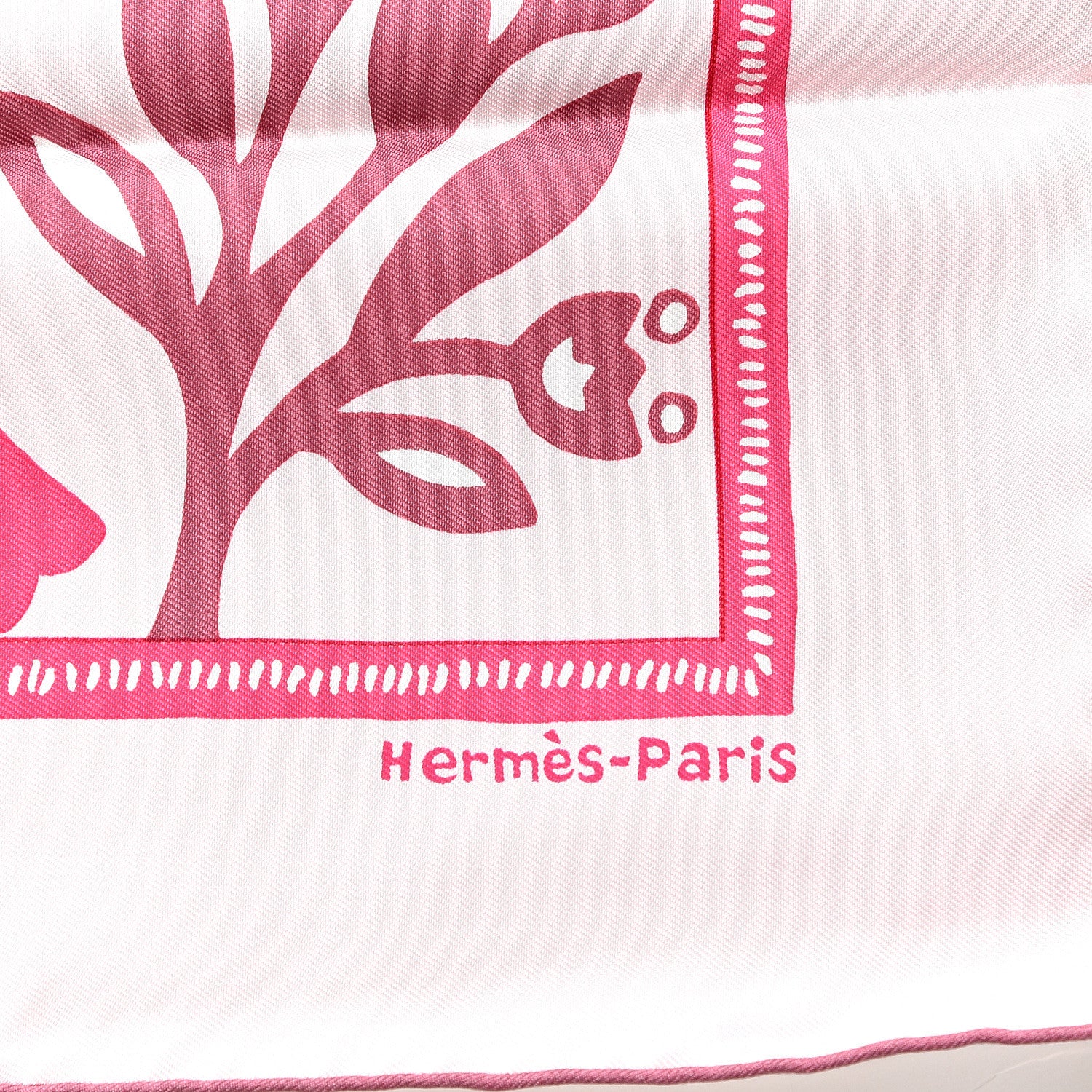 Hermes Silk Gavroche L Annee du Buffle Pocket Square Scarf Rose Pale Rose Vif Lie De Vin 2 of 4