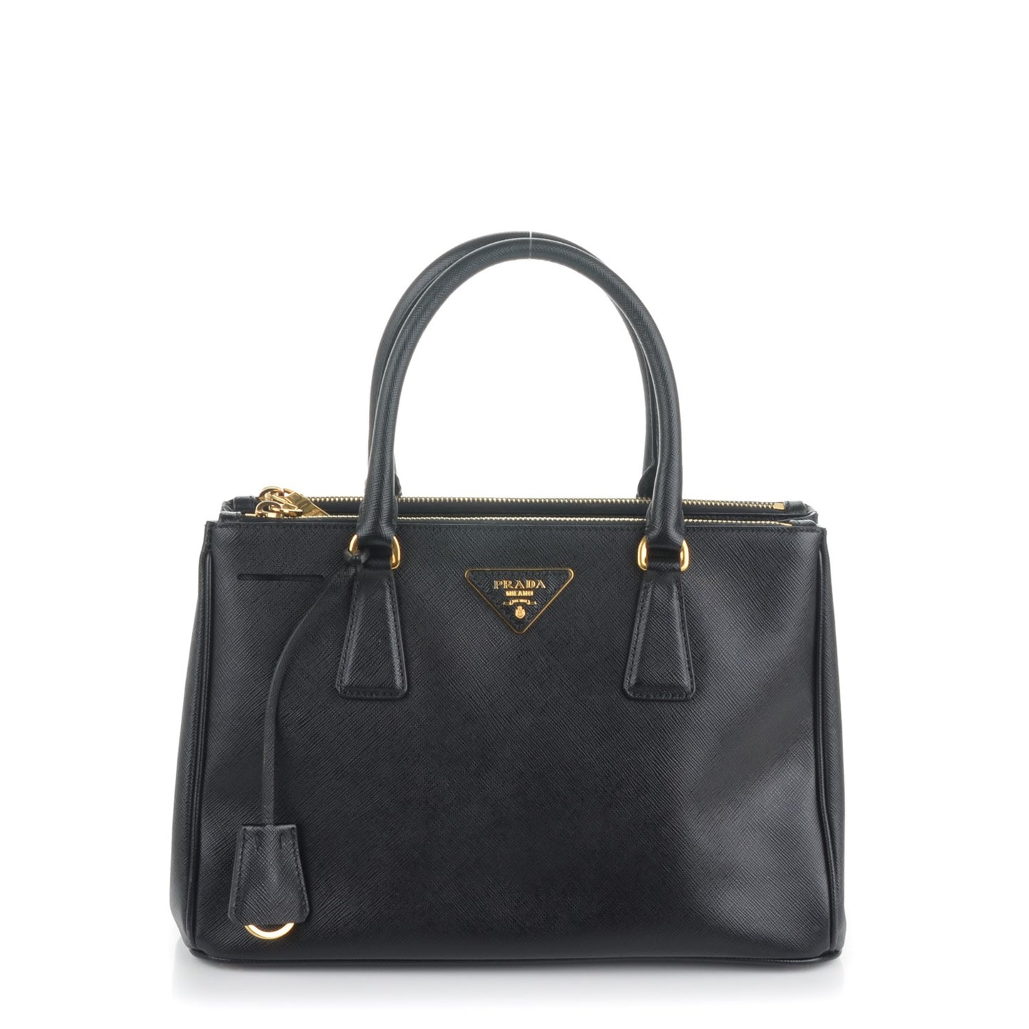 Saffiano Medium Galleria Double Zip Tote Black