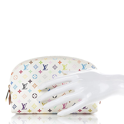 Louis Vuitton Monogram Multicolor Cosmetic Pouch White Litchi 2 of 9