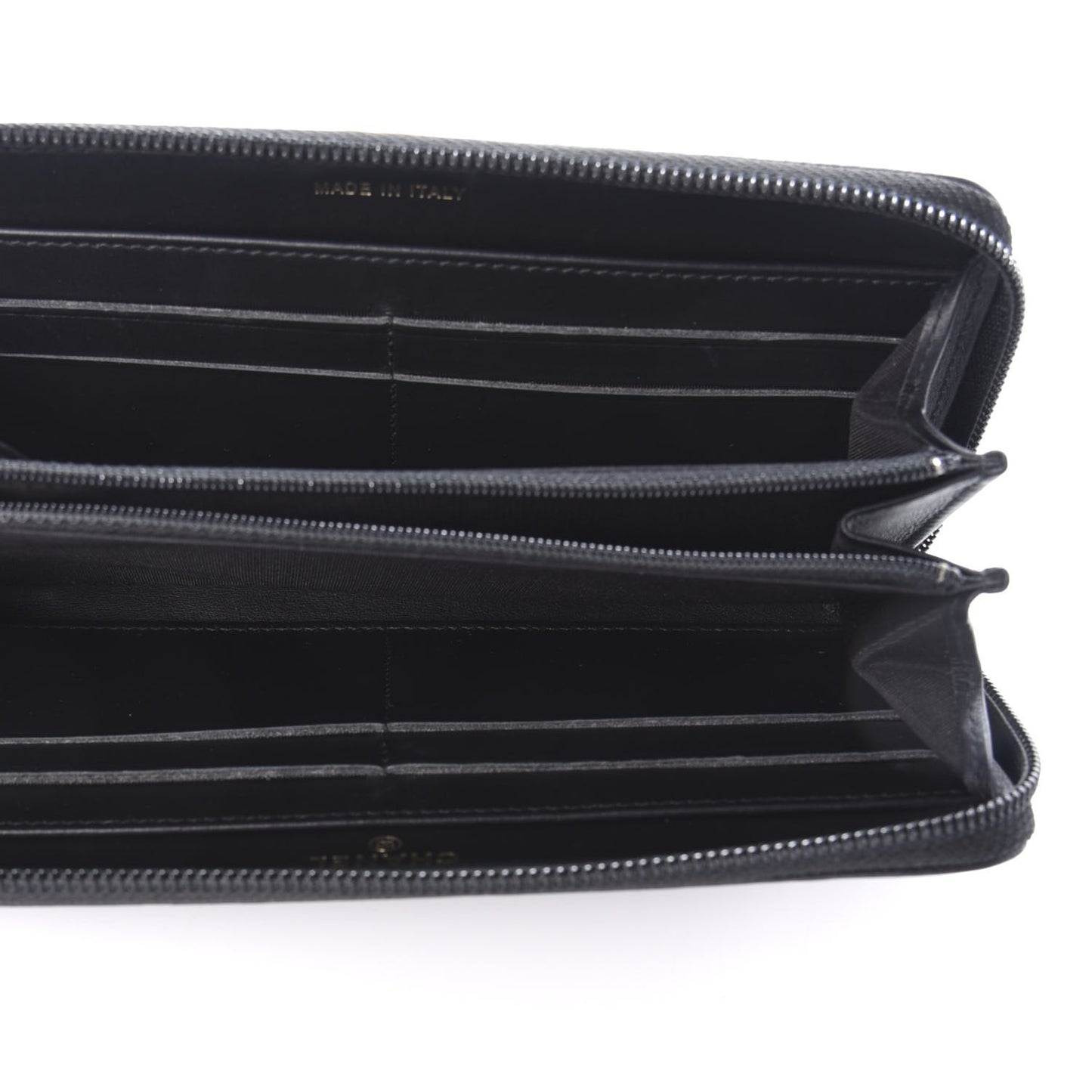 Caviar Quilted Boy Long Zip Around Wallet Black
