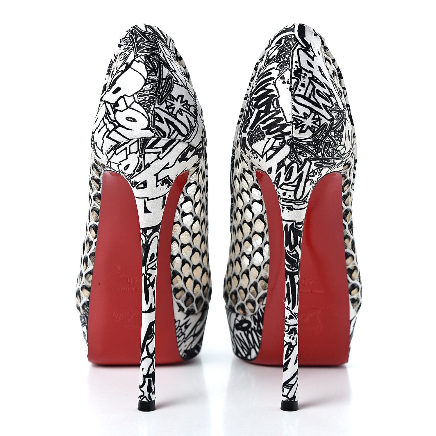 Christian Louboutin Maxi Fishnet Very Lace Fetish Peep 150 Pumps 40 Version Latte Black 5 of 9
