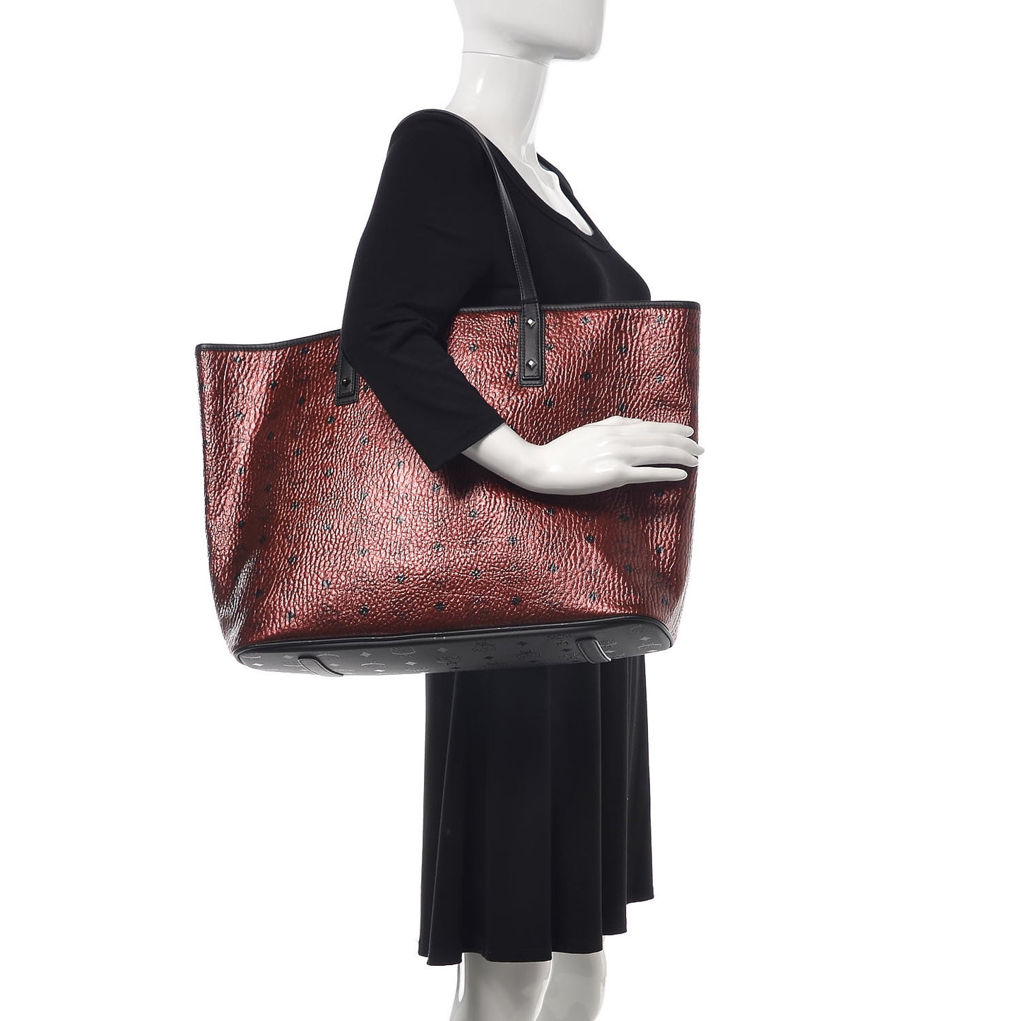Metallic Visetos Large Anya Shopper Tote Scooter Red