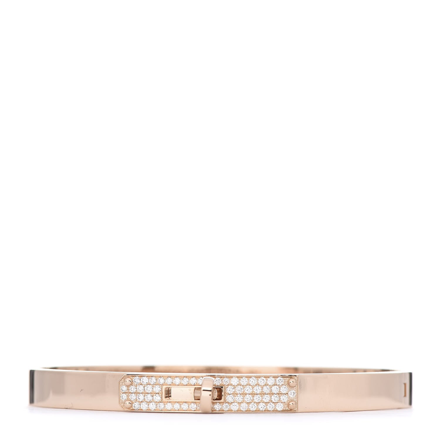 Hermes 18K Rose Gold Diamond PM Kelly Pave Bracelet SH 1 of 5