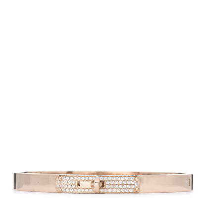 Hermes 18K Rose Gold Diamond PM Kelly Pave Bracelet SH 1 of 5