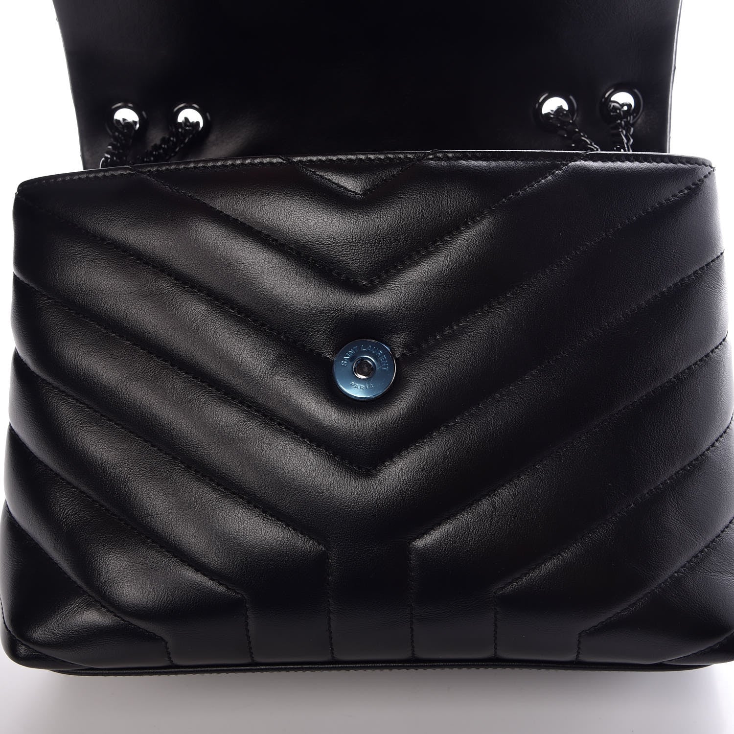Saint Laurent Calfskin Y Quilted Monogram Small Loulou Chain Satchel Black 7 of 7