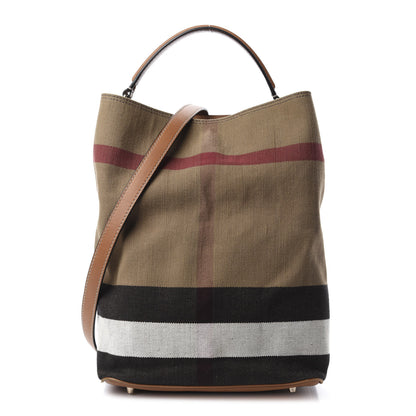 Burberry Canvas Mega Check Medium Ashby Hobo Saddle Brown 1 of 9