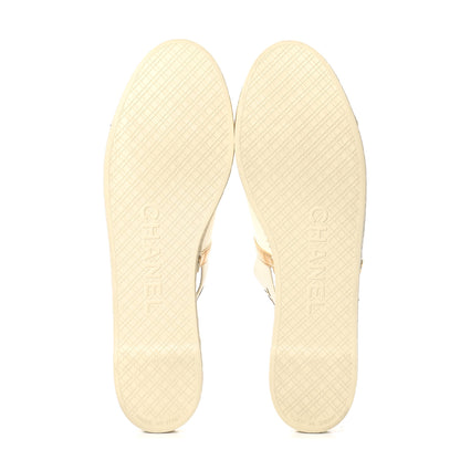 Chanel Metallic Lambskin CC Slingback Espadrilles 42 Ivory Gold 5 of 8