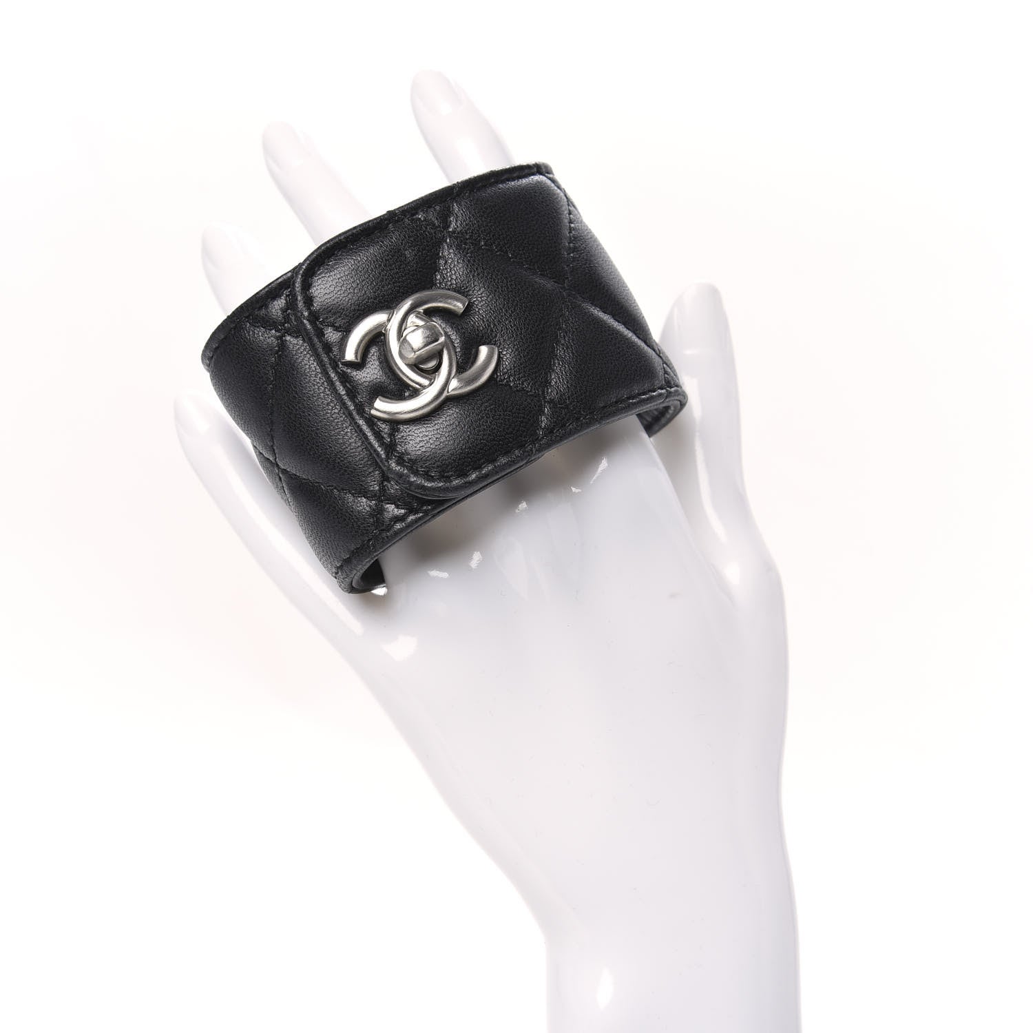Chanel Lambskin Quilted CC Turnlock Cuff Black 2 of 4