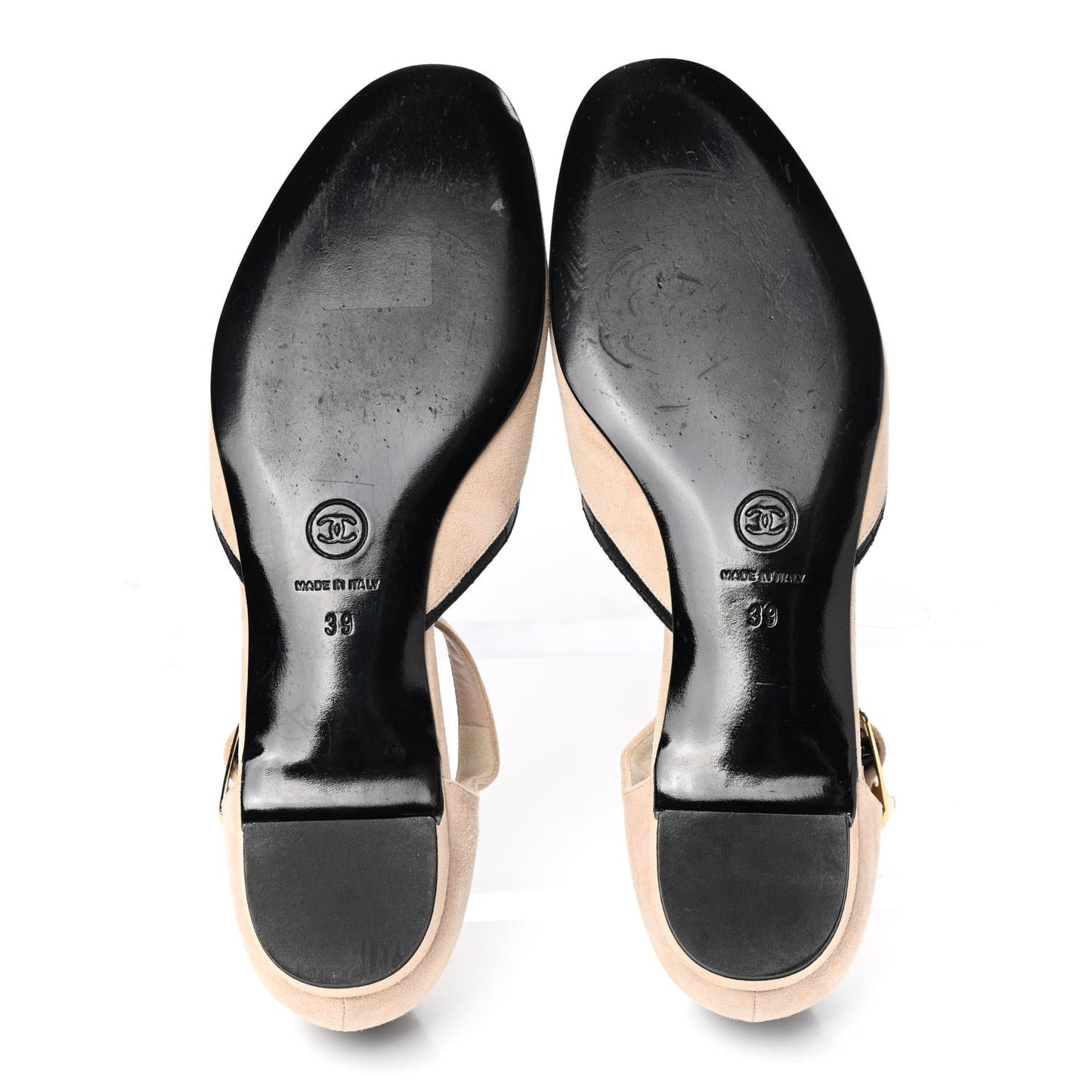 Lambskin Suede Ankle Strap Flats 39 Beige Black
