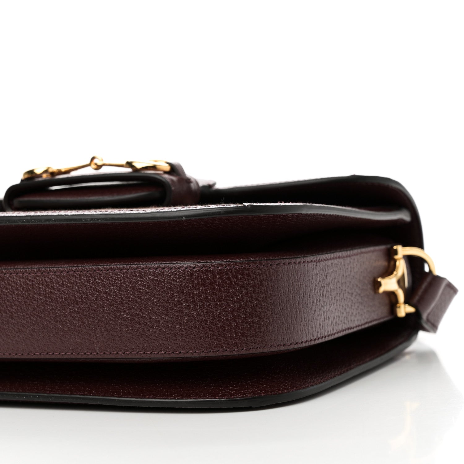 Gucci Monogram Textured Dollar Calfskin Horsebit 1955 Shoulder Bag Sahara Rubino Chardonnay 9 of 9
