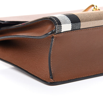 Burberry Derby Calfskin House Check Small Macken Crossbody Bag Tan 9 of 11