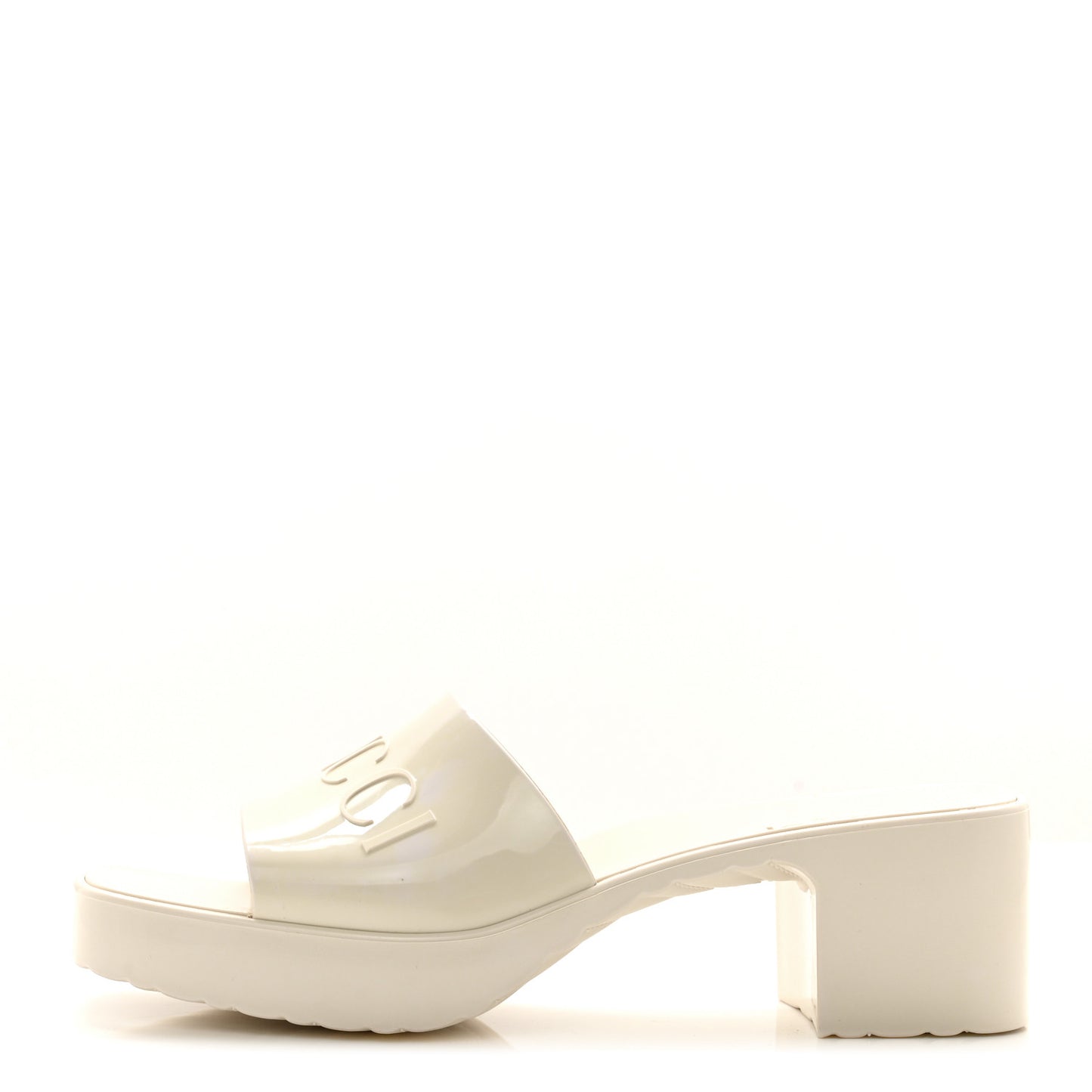 Rubber Gucci Logo Womens Platform 20/60mm Slide Sandals 38 Mystic White