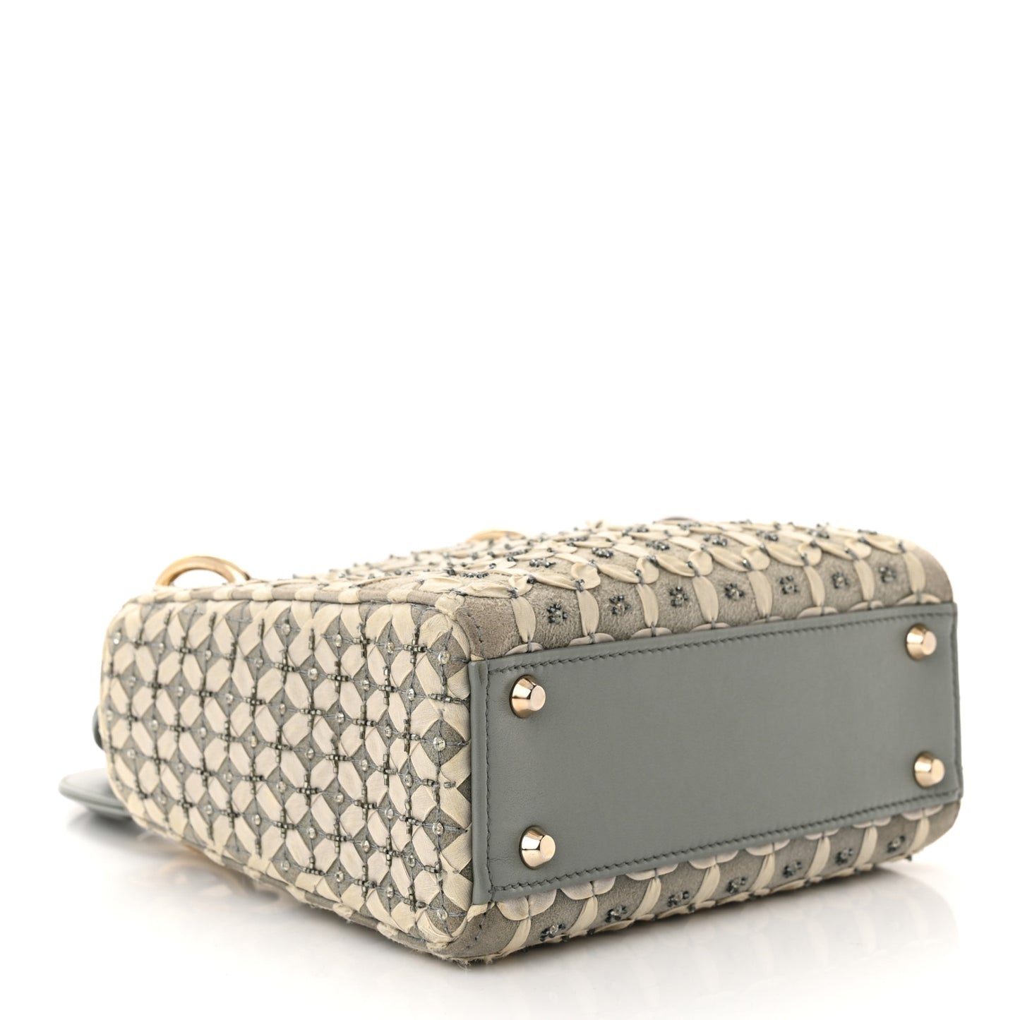 Suede Beaded Ribbon Mini Lady Dior Grey