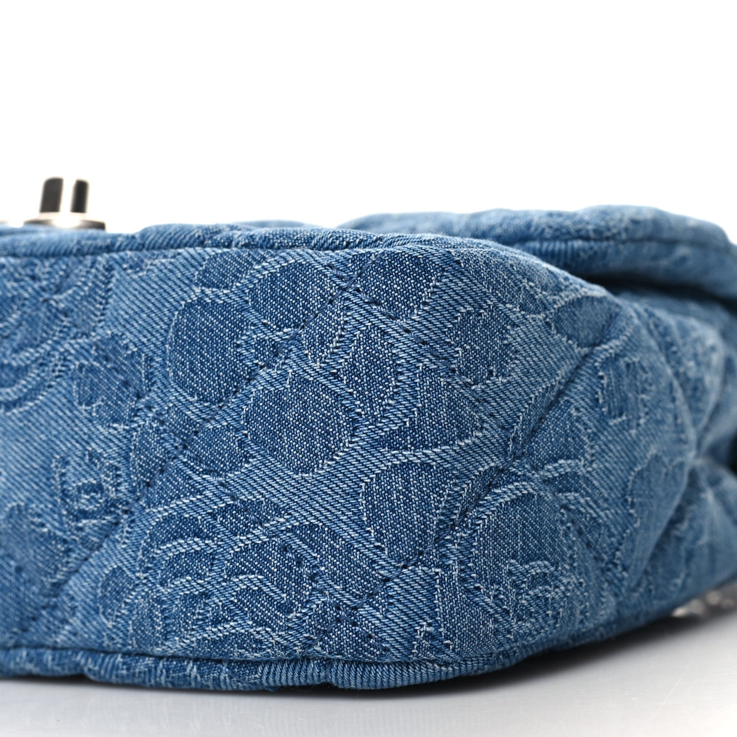 Chanel Denim Quilted Camellia Sweetheart Mini Flap Blue 10 of 11