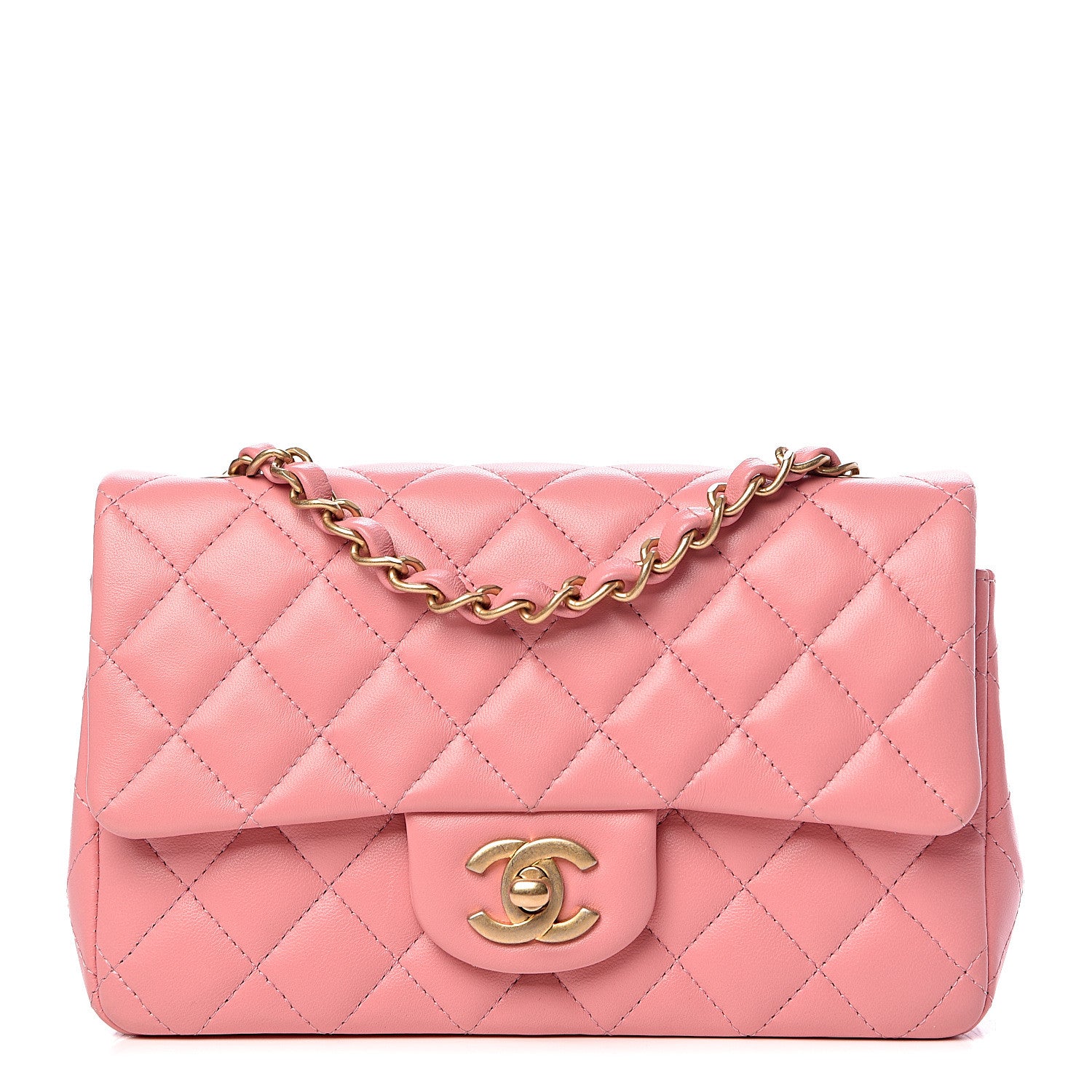 Chanel Lambskin Quilted Mini Rectangular Flap Pink 1 of 17