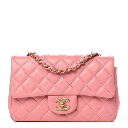 Chanel Lambskin Quilted Mini Rectangular Flap Pink 1 of 17