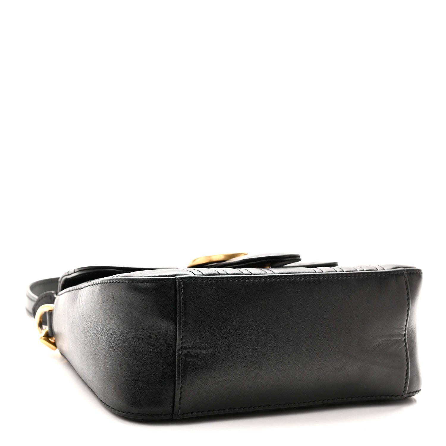 Gucci Calfskin Matelasse Mini GG Marmont Top Handle Shoulder Bag Black 4 of 11