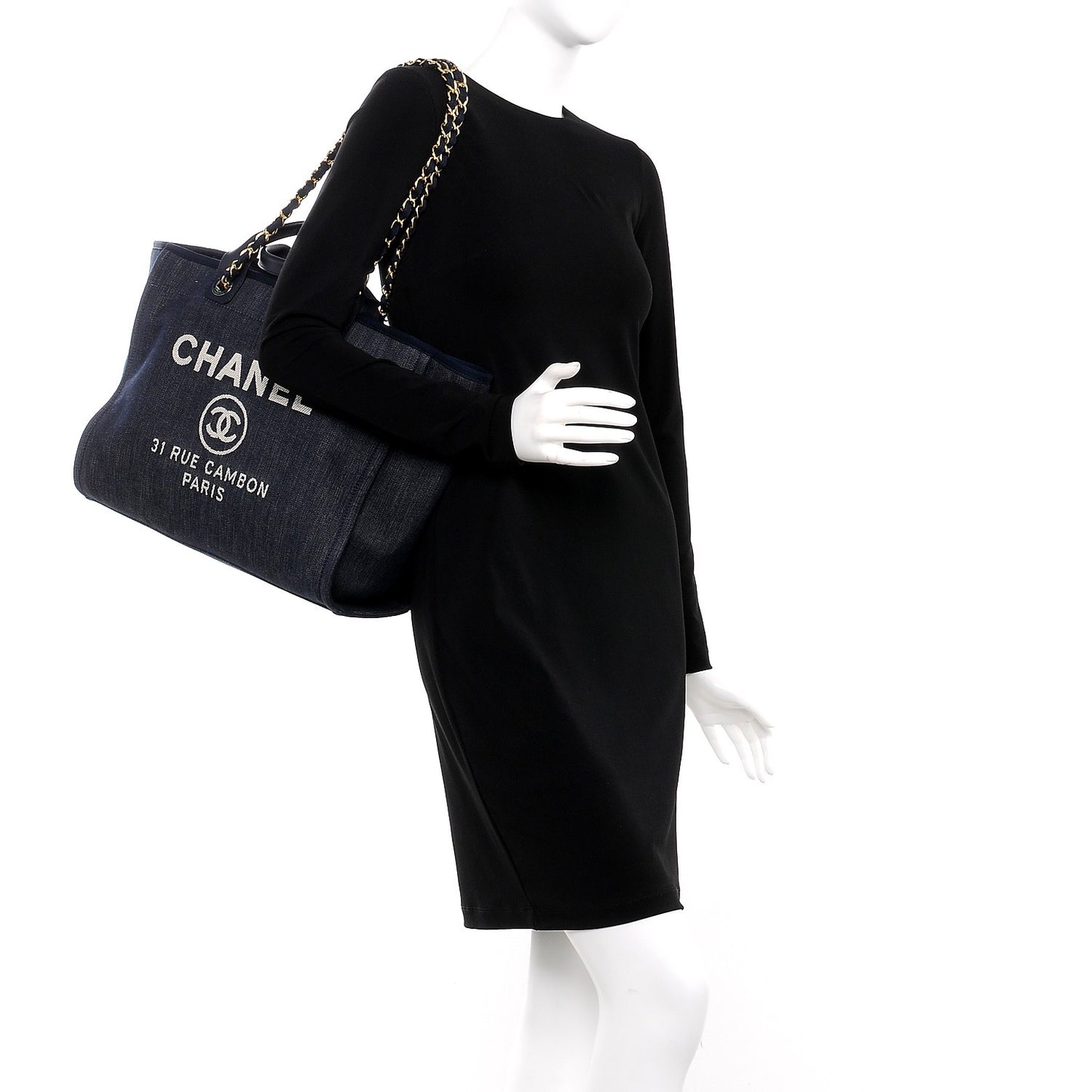 Canvas Large Deauville Tote Dark Blue