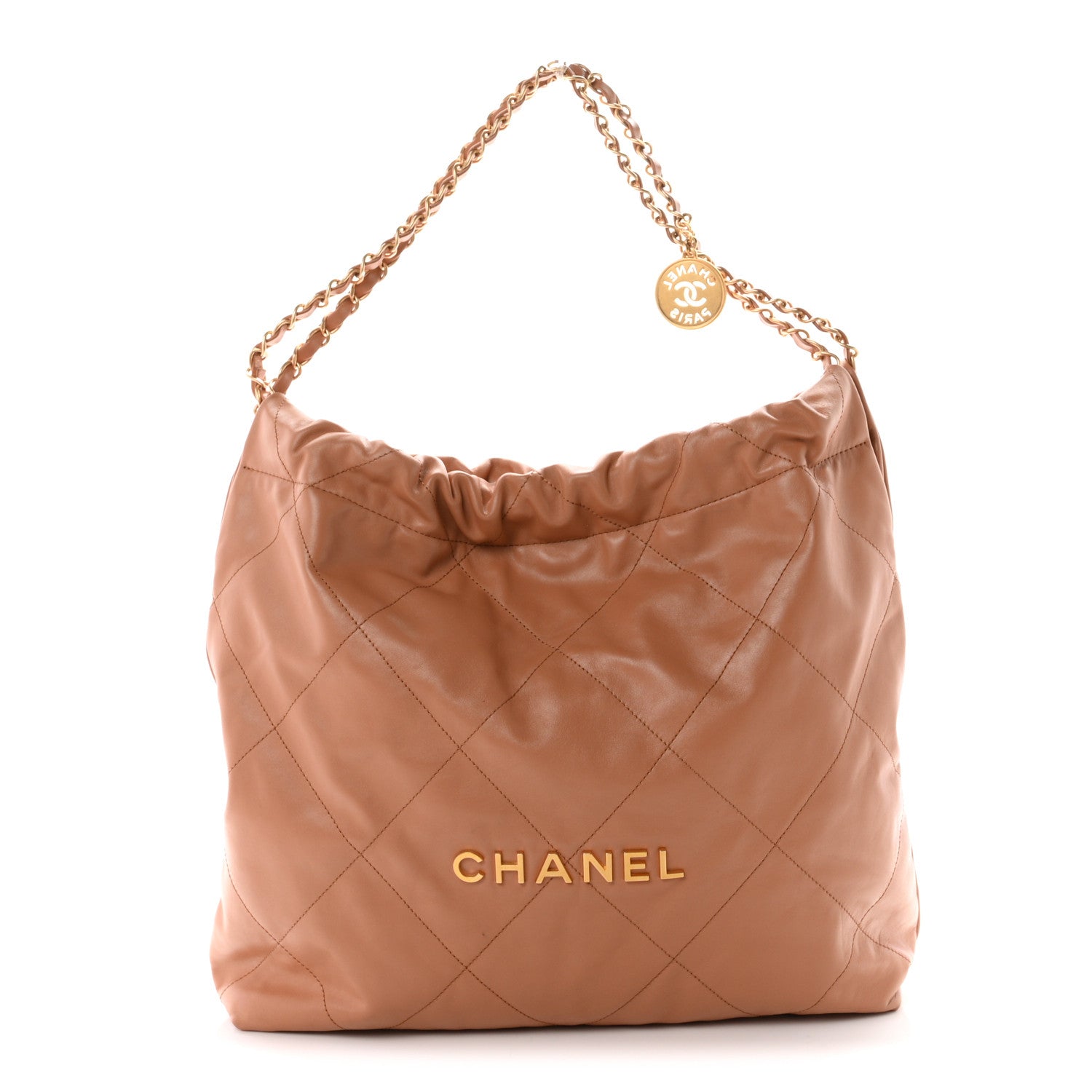 Chanel Shiny Calfskin Quilted Chanel 22 Camel 1 of 10