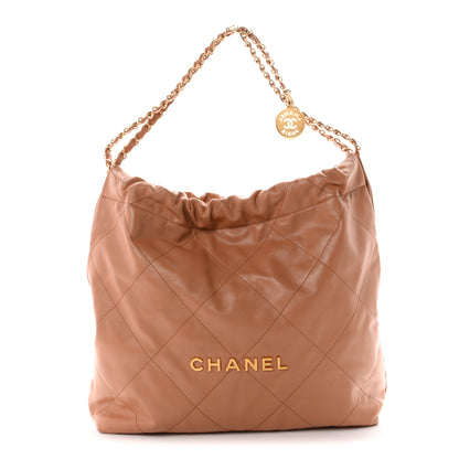Chanel Shiny Calfskin Quilted Chanel 22 Camel 1 of 10