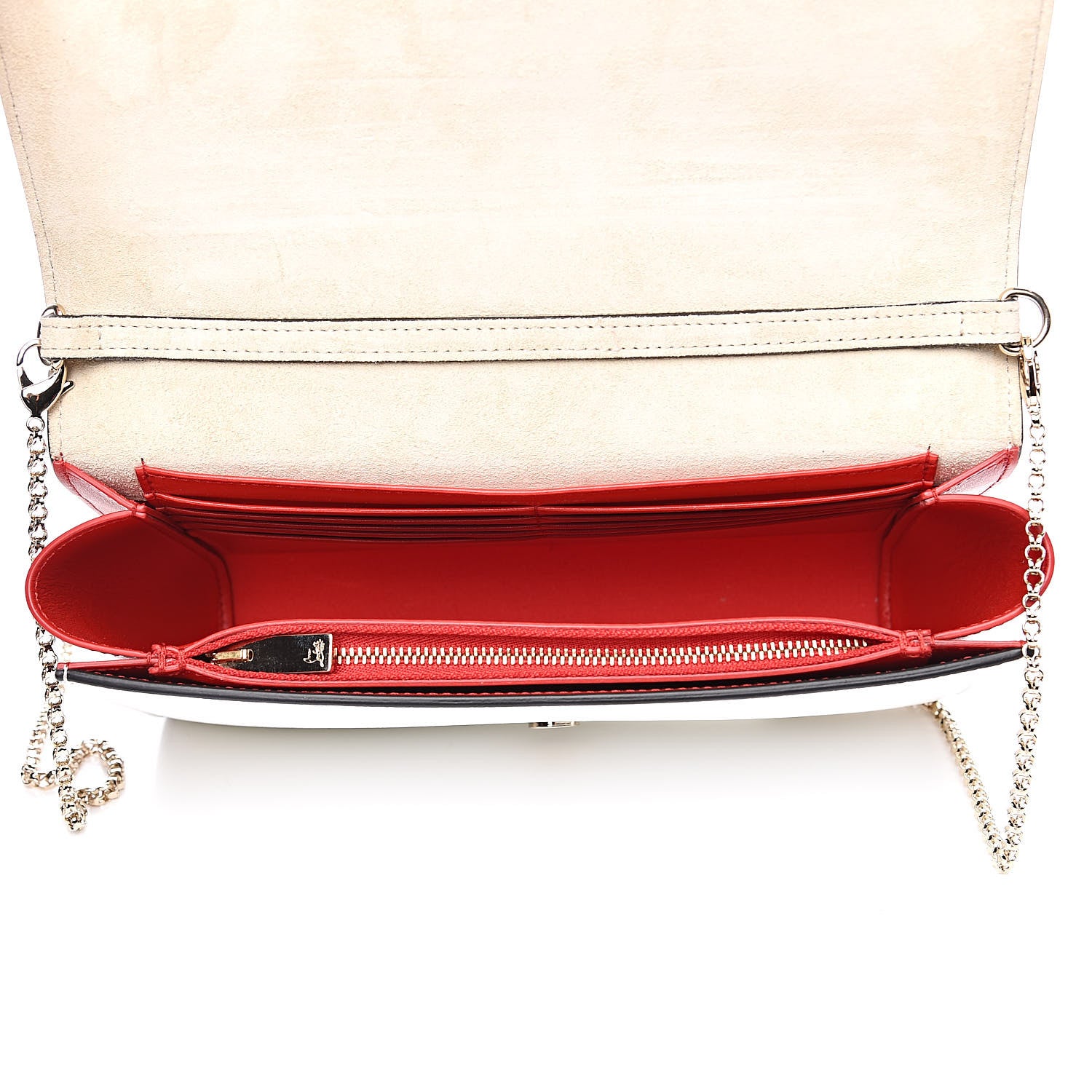 Christian Louboutin Grained Calfskin Spikes Loubinthesky Paloma Wallet On Chain White 5 of 11