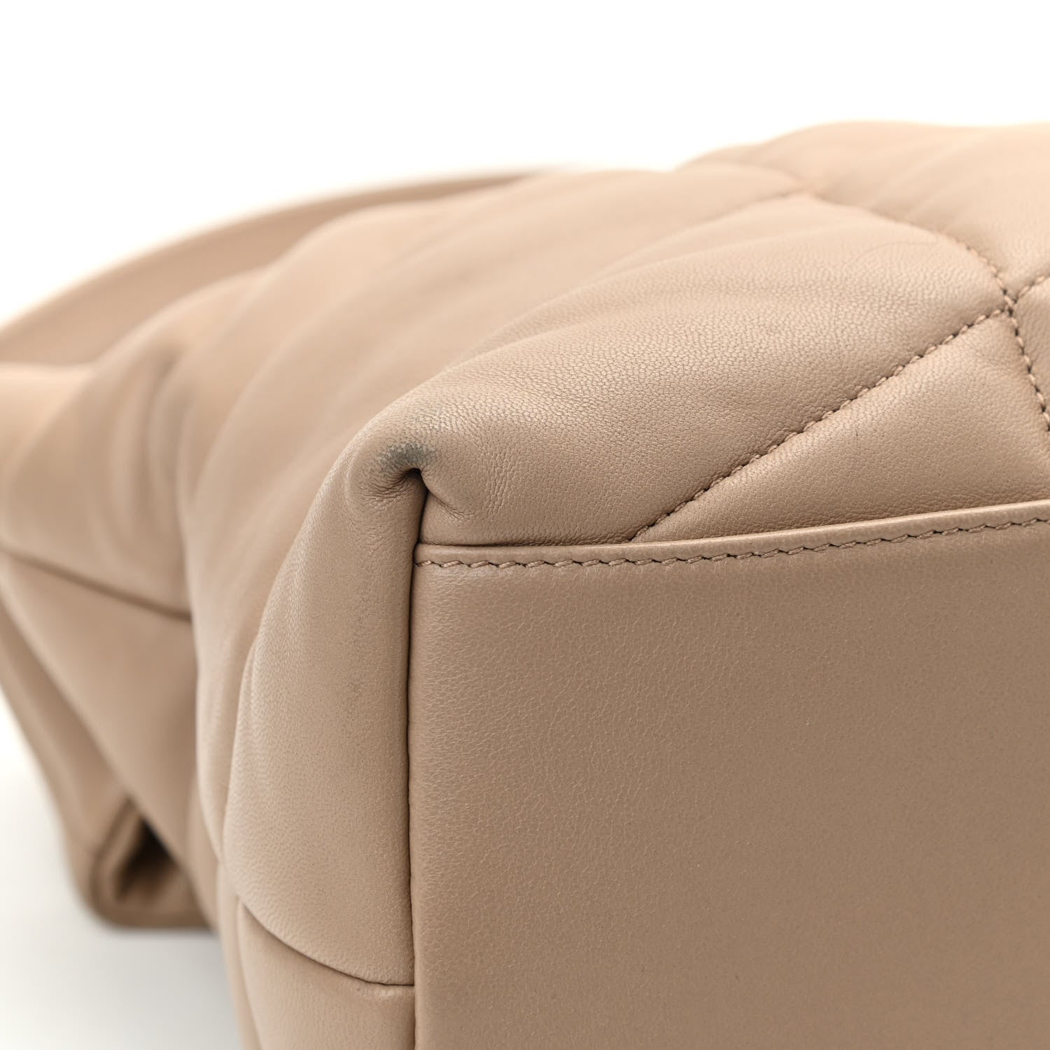 Saint Laurent Lambskin Quilted Medium Loulou Puffer Monogram Chain Satchel Dark Beige 14 of 16