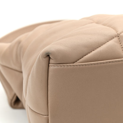 Saint Laurent Lambskin Quilted Medium Loulou Puffer Monogram Chain Satchel Dark Beige 14 of 16