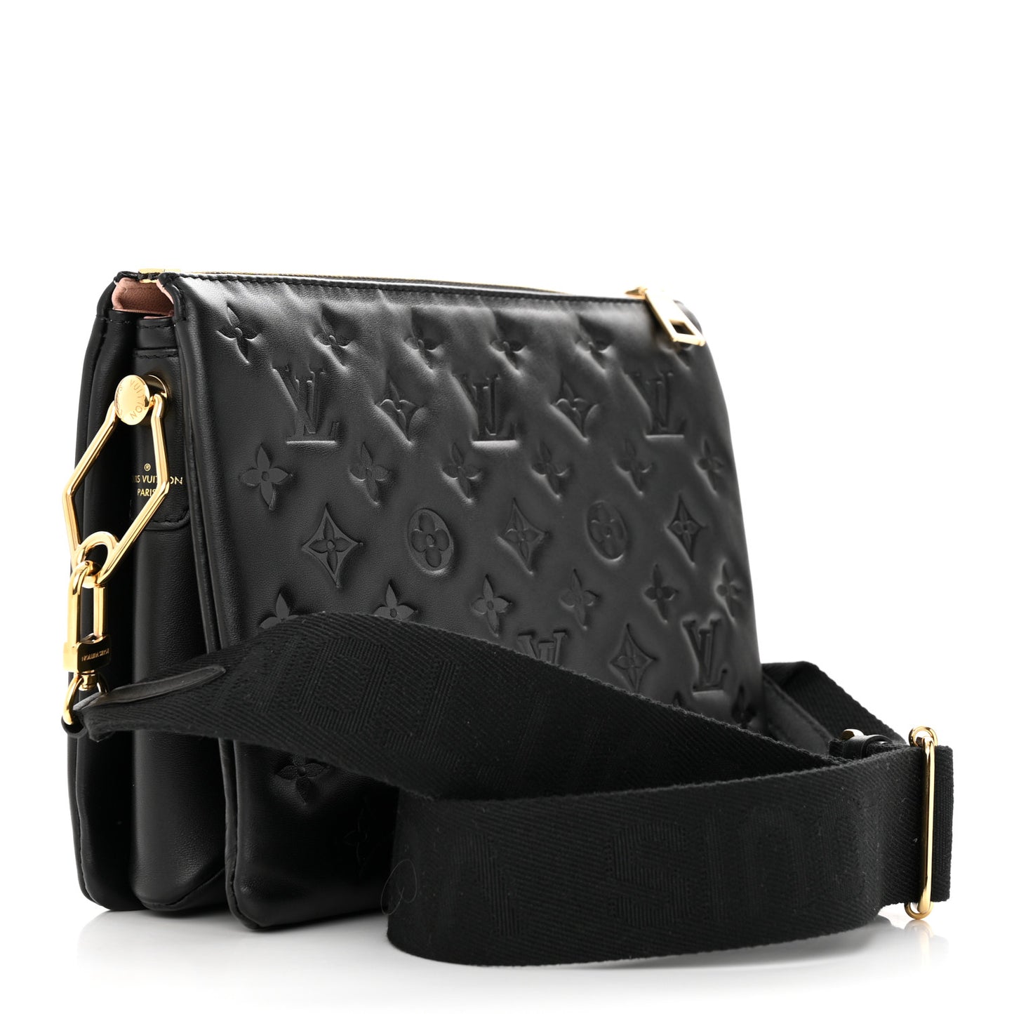 Lambskin Embossed Monogram Coussin PM Black