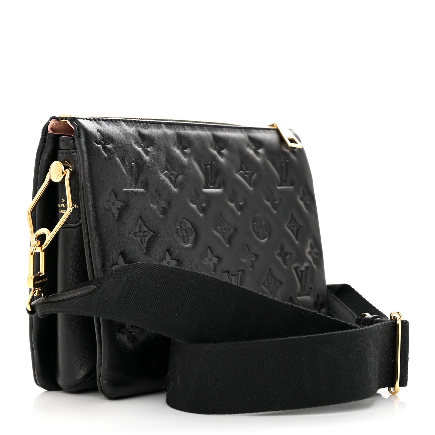 Louis Vuitton Lambskin Embossed Monogram Coussin PM Black 3 of 9