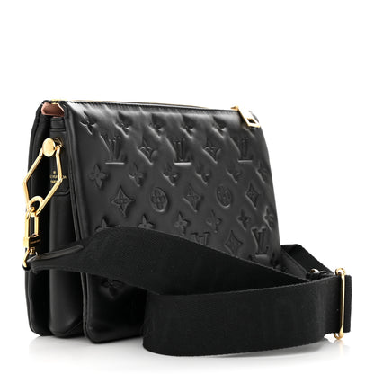 Louis Vuitton Lambskin Embossed Monogram Coussin PM Black 3 of 9
