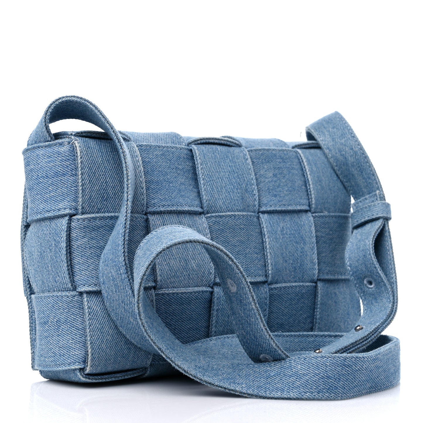 Denim Maxi Intrecciato Cassette Crossbody Bag Washed Indigo