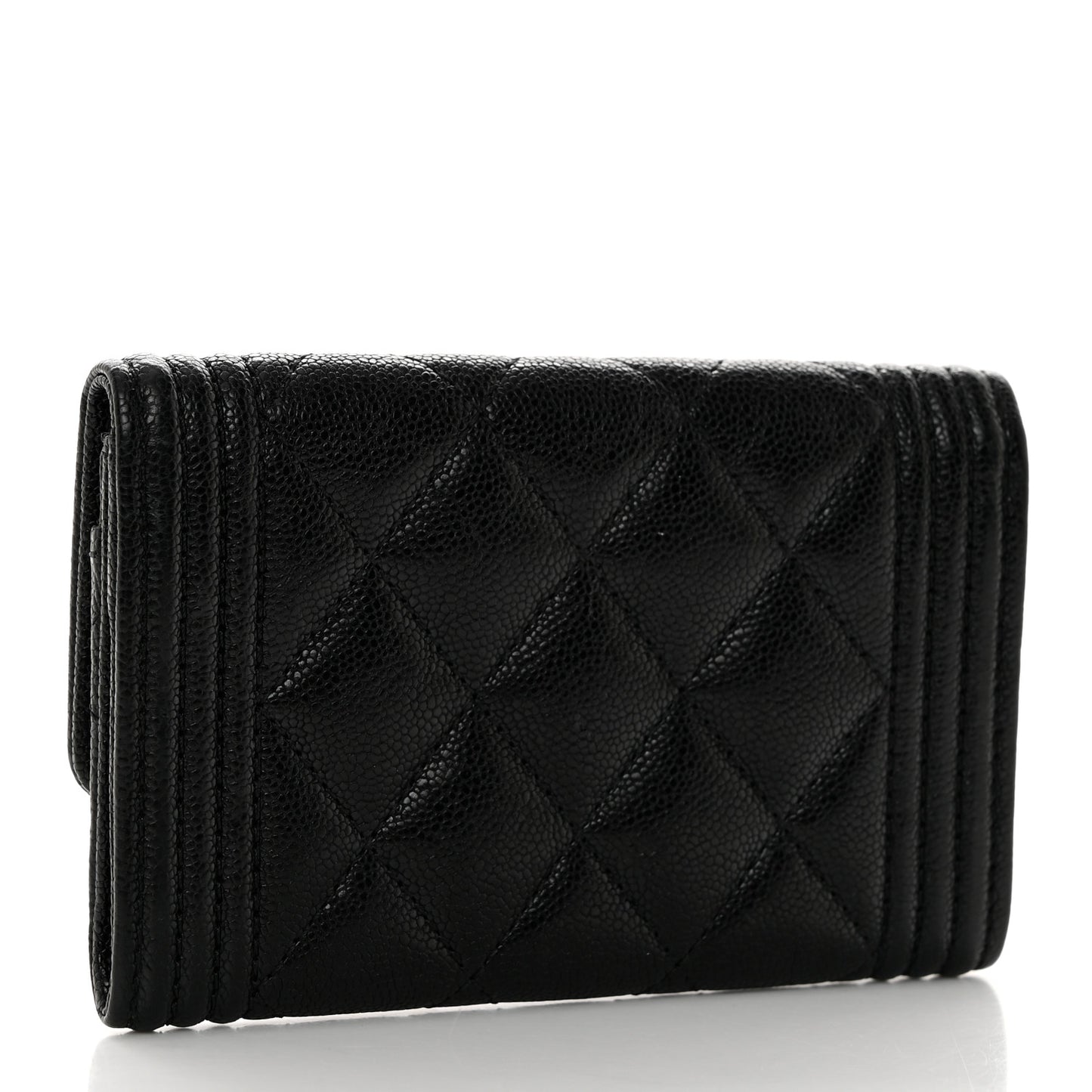 Caviar Quilted Boy Flap Card Holder Black