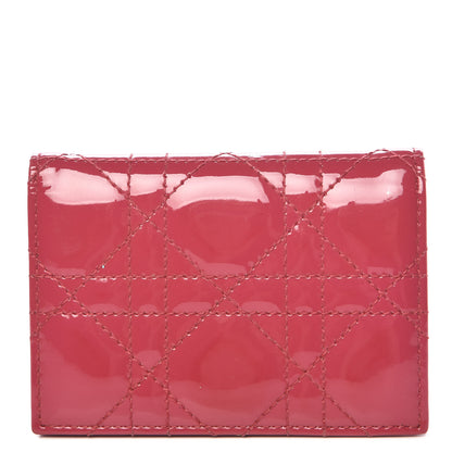 Christian Dior Patent Cannage Small Lady Dior Flap Card Holder Framboise 1 of 7
