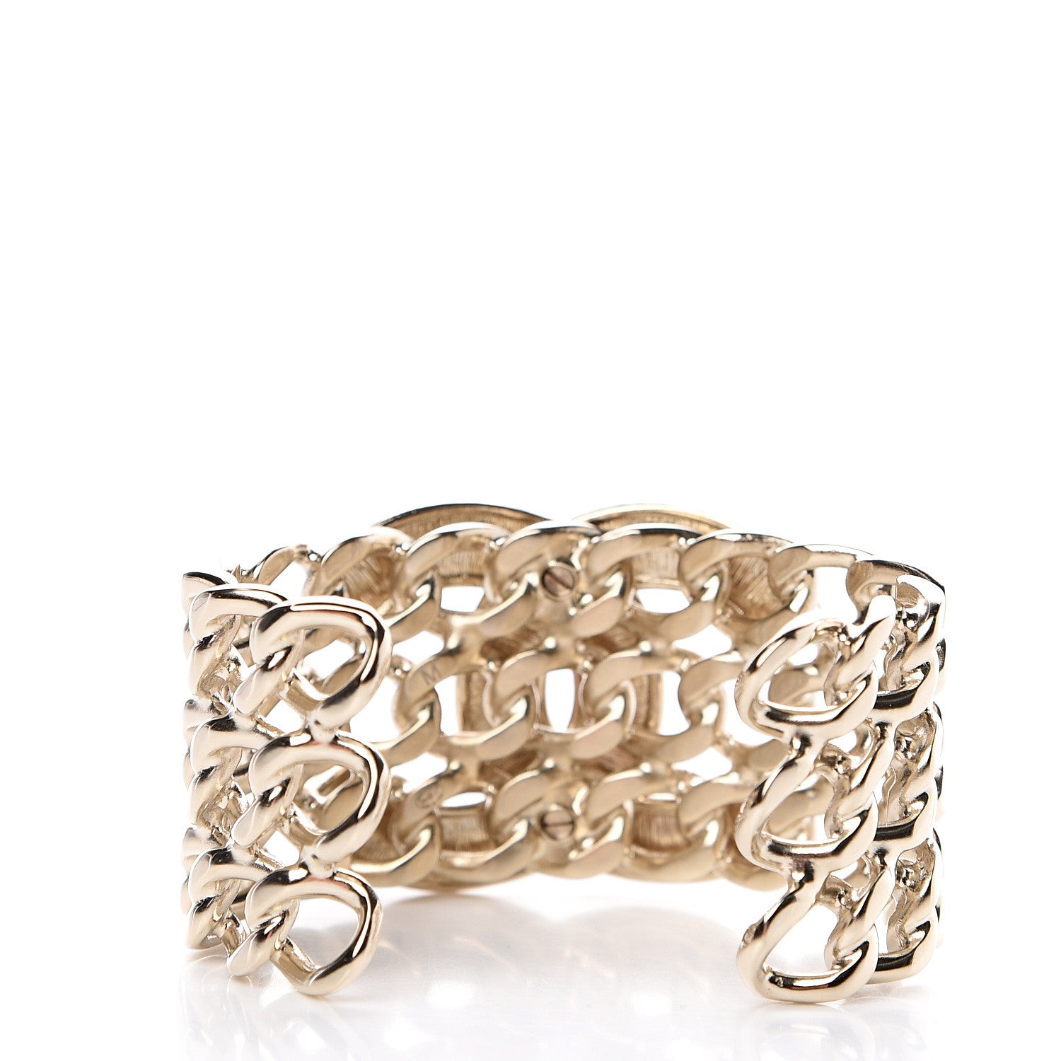 Chanel Crystal Pearl Chain CC Cuff Gold 2 of 3