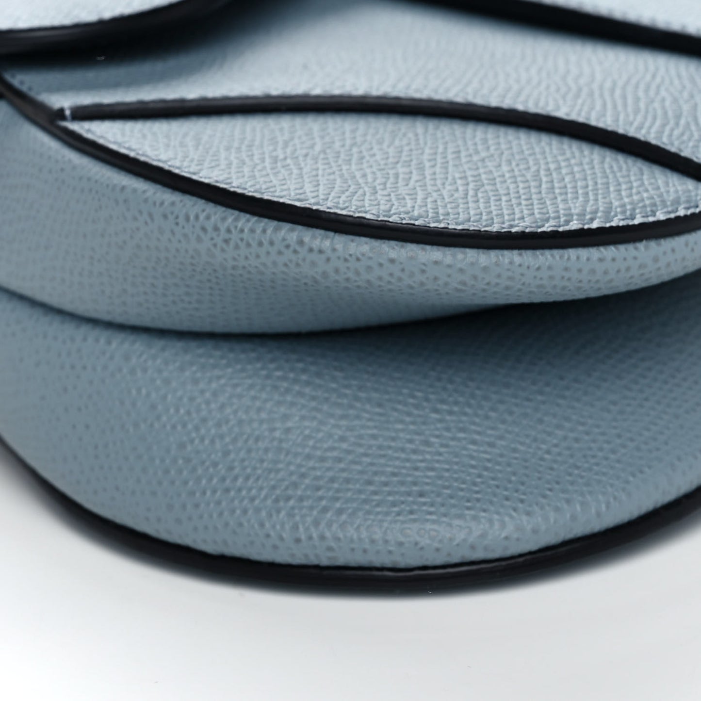 Grained Calfskin Mini Saddle Bag Sky Blue