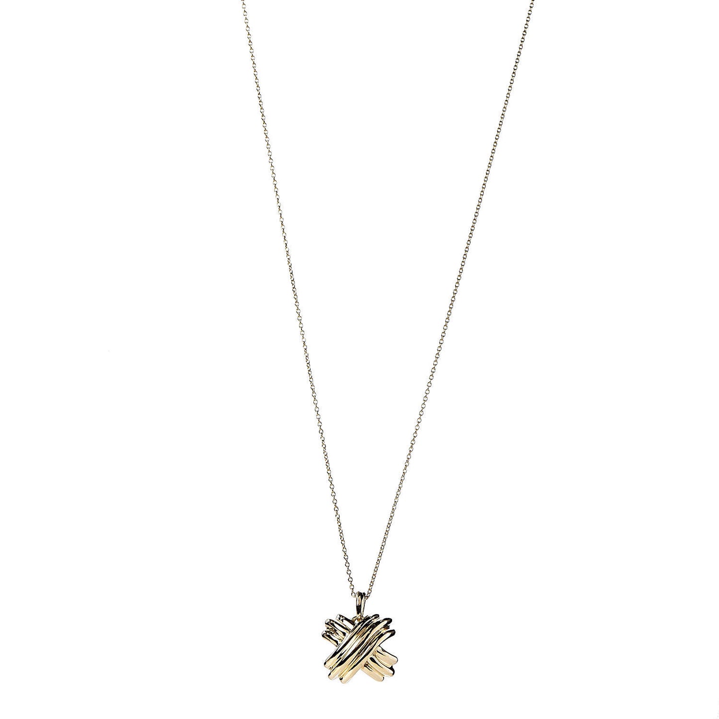 18K Yellow Gold Large Signature X Pendant Necklace