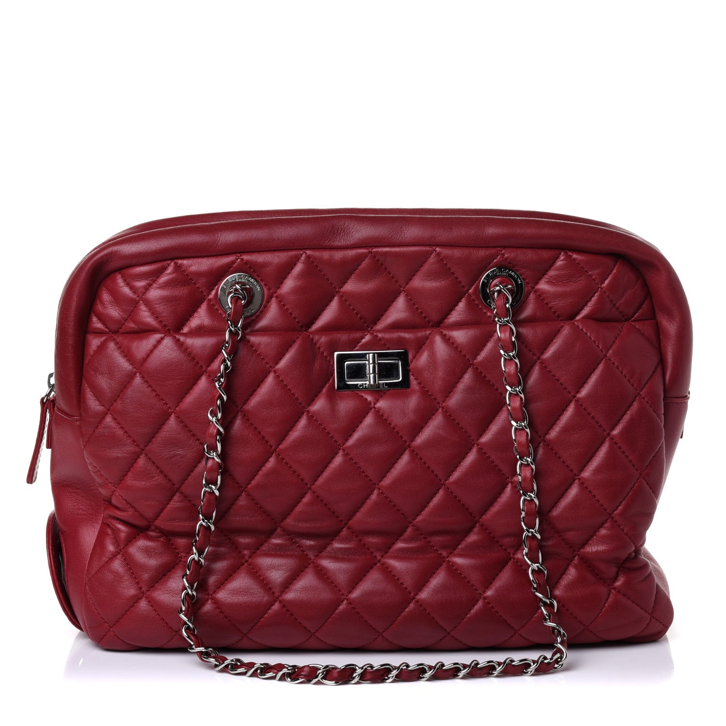 Aged Calfskin Quilted Large Reissue Camera Case Red