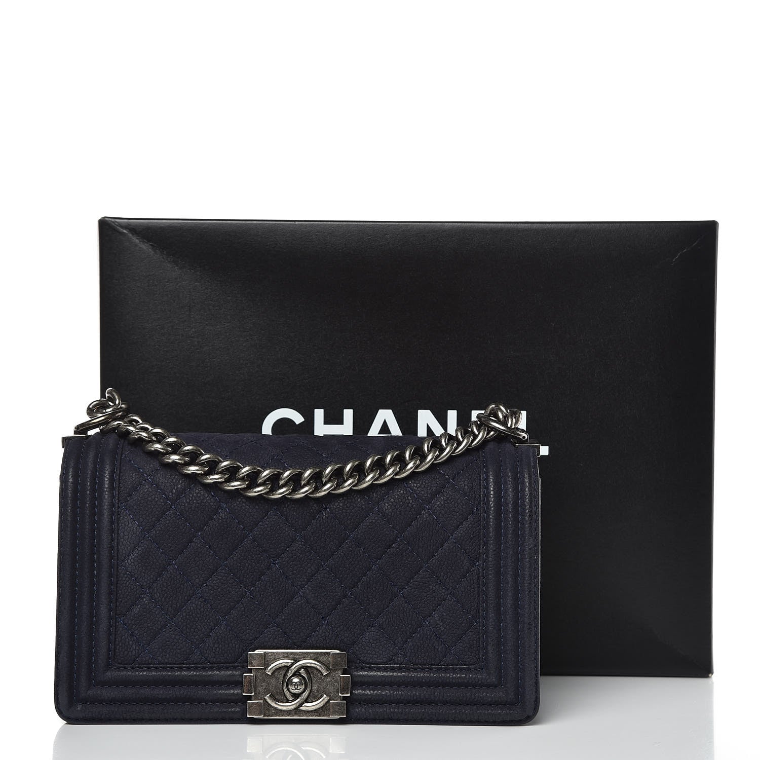 Chanel Iridescent Caviar Quilted Medium Boy Flap Navy 17 of 17