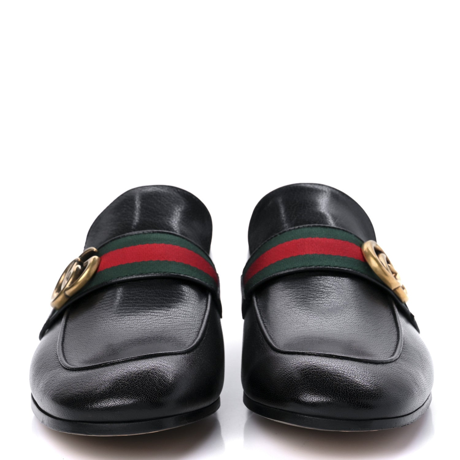 Gucci Goatskin Web Mens GG Loafers 7 Black 2 of 8