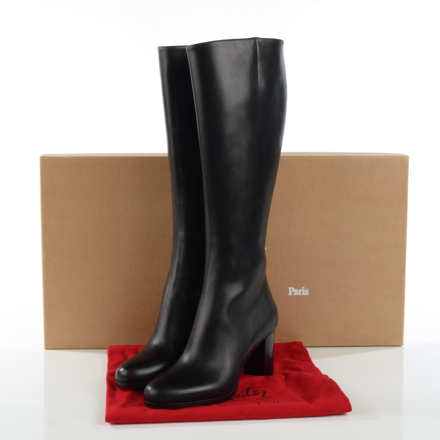 Christian Louboutin Calfskin Yvonna 60 Tall Boots 37.5 Black 5 of 8