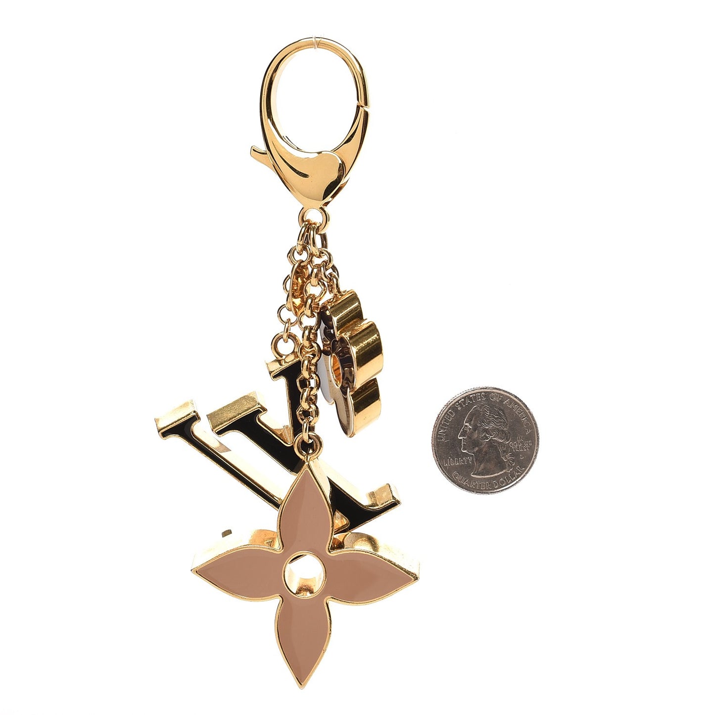Fleur De Monogram Bag Charm Dore