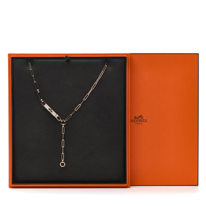 Hermes 18K Rose Gold Diamond Pave PM Kelly Chaine Lariat Necklace SH 5 of 5