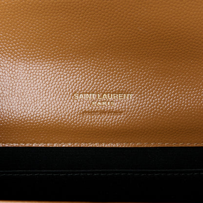 Saint Laurent Grain De Poudre Matelasse Chevron Monogram Cassandre Flap Pouch Natural Dark 6 of 9