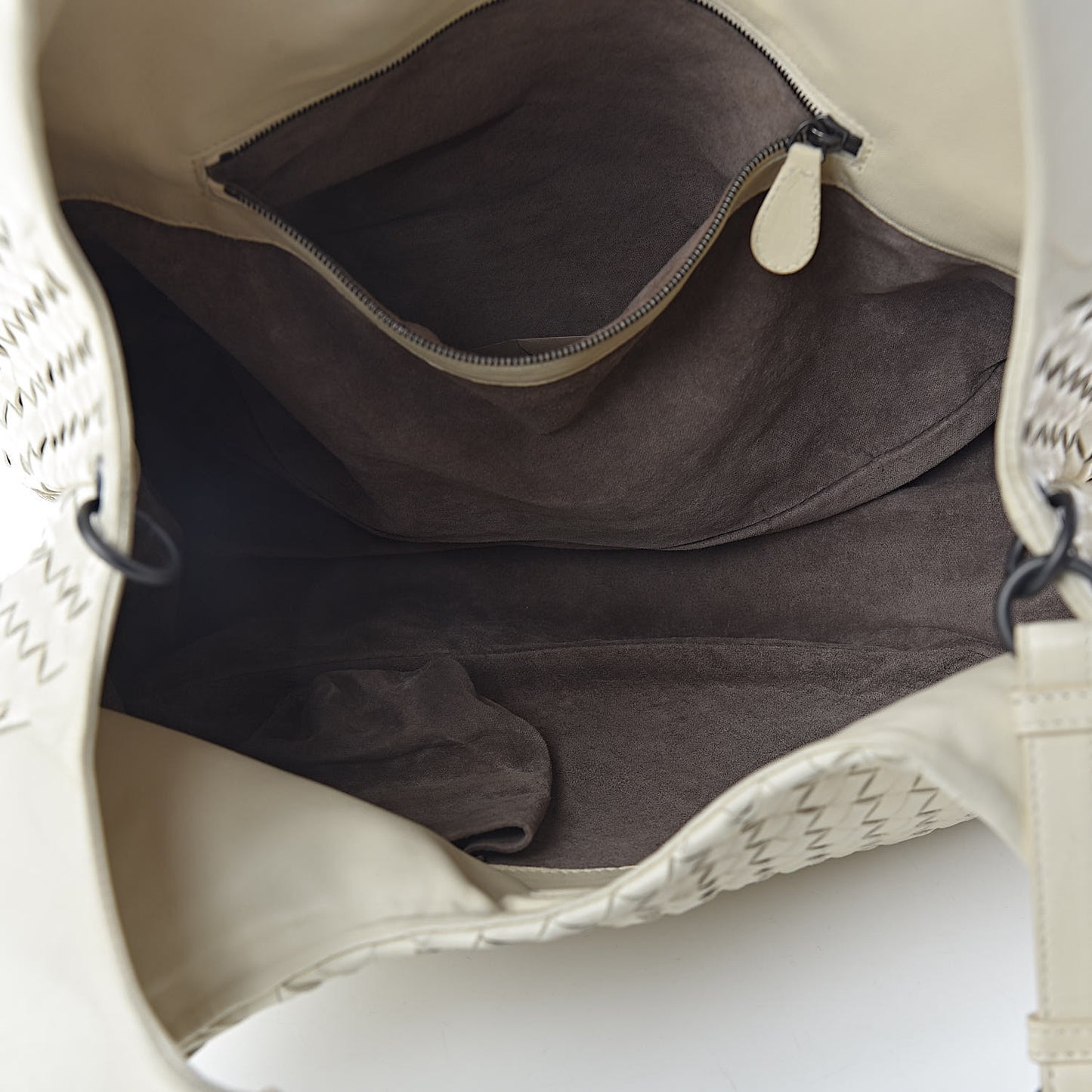 Intrecciato Nappa Medium Campana Hobo Bianca
