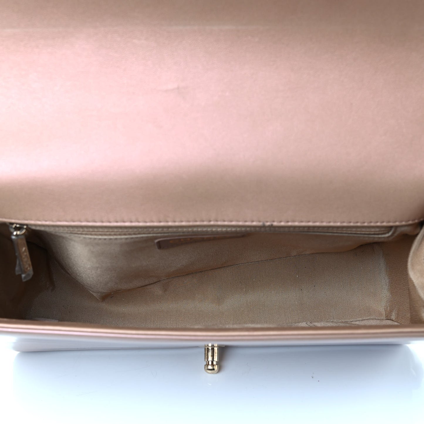Iridescent Calfskin Quilted New Medium Boy Flap Dark Beige