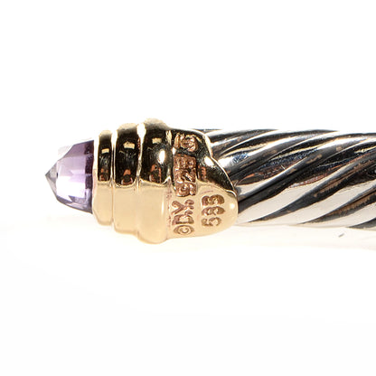 David Yurman Sterling Silver 14K Yellow Gold Amethyst 5mm Cable Classics Petite Color Bracelet 4 of 5