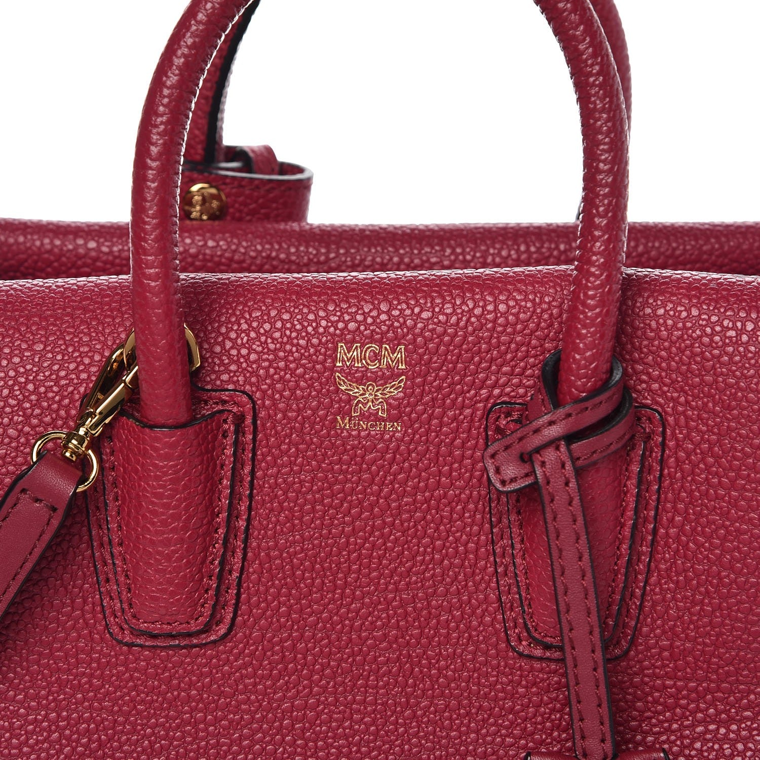 MCM Grained Calfskin Mini Milla Tote Burgundy 7 of 12