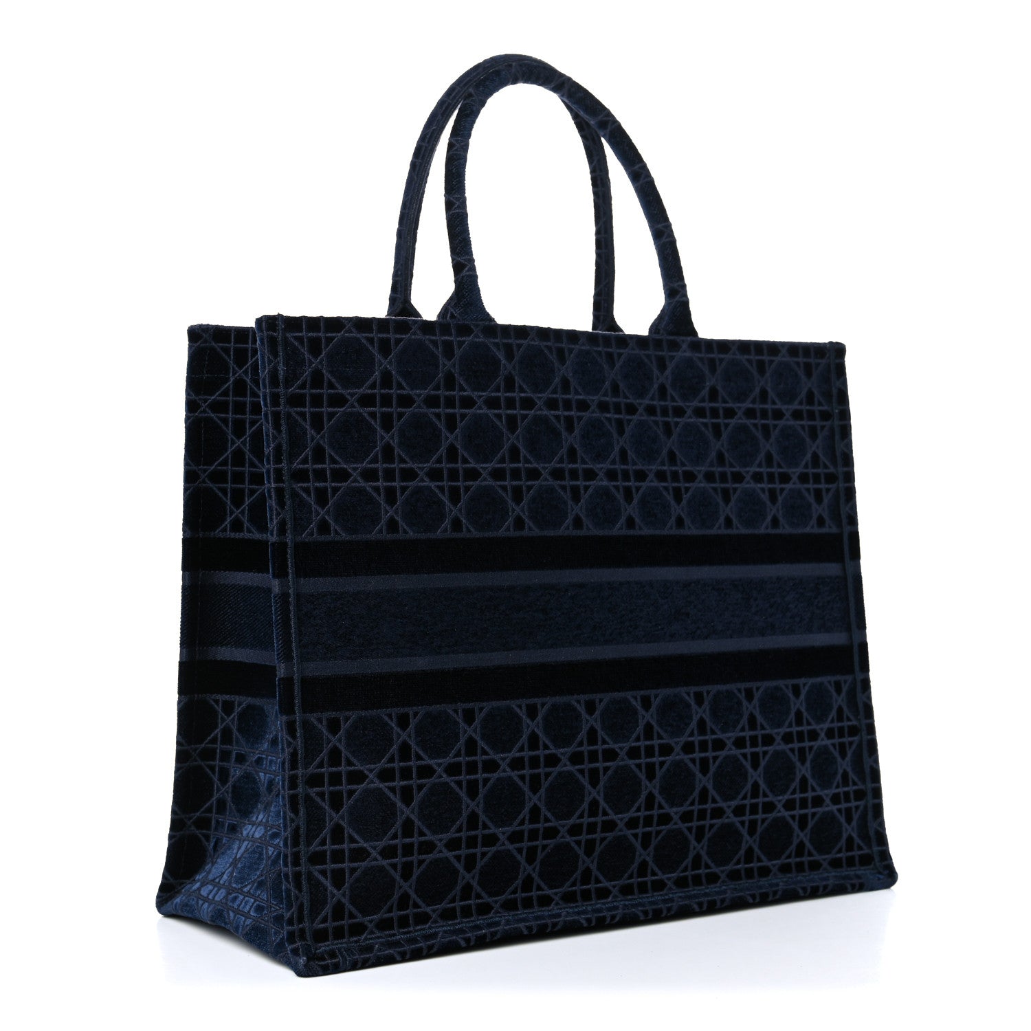 Christian Dior Velvet Cannage Large Book Tote Navy Blue 3 of 17