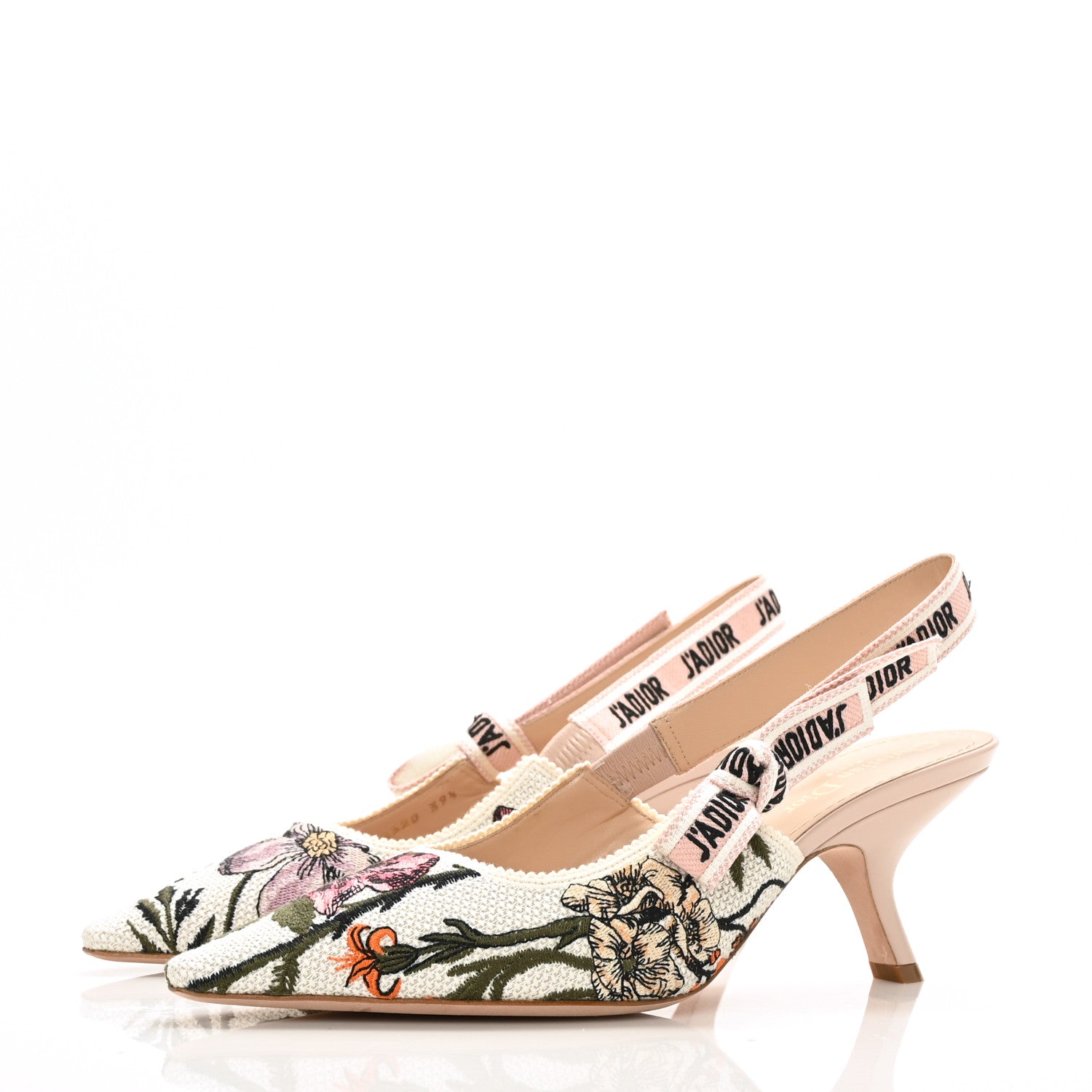 Christian Dior Canvas Ribbon Rose Mutabilis Embroidered J'Adoir Slingback 65mm Pumps 39.5 Multicolor 3 of 9